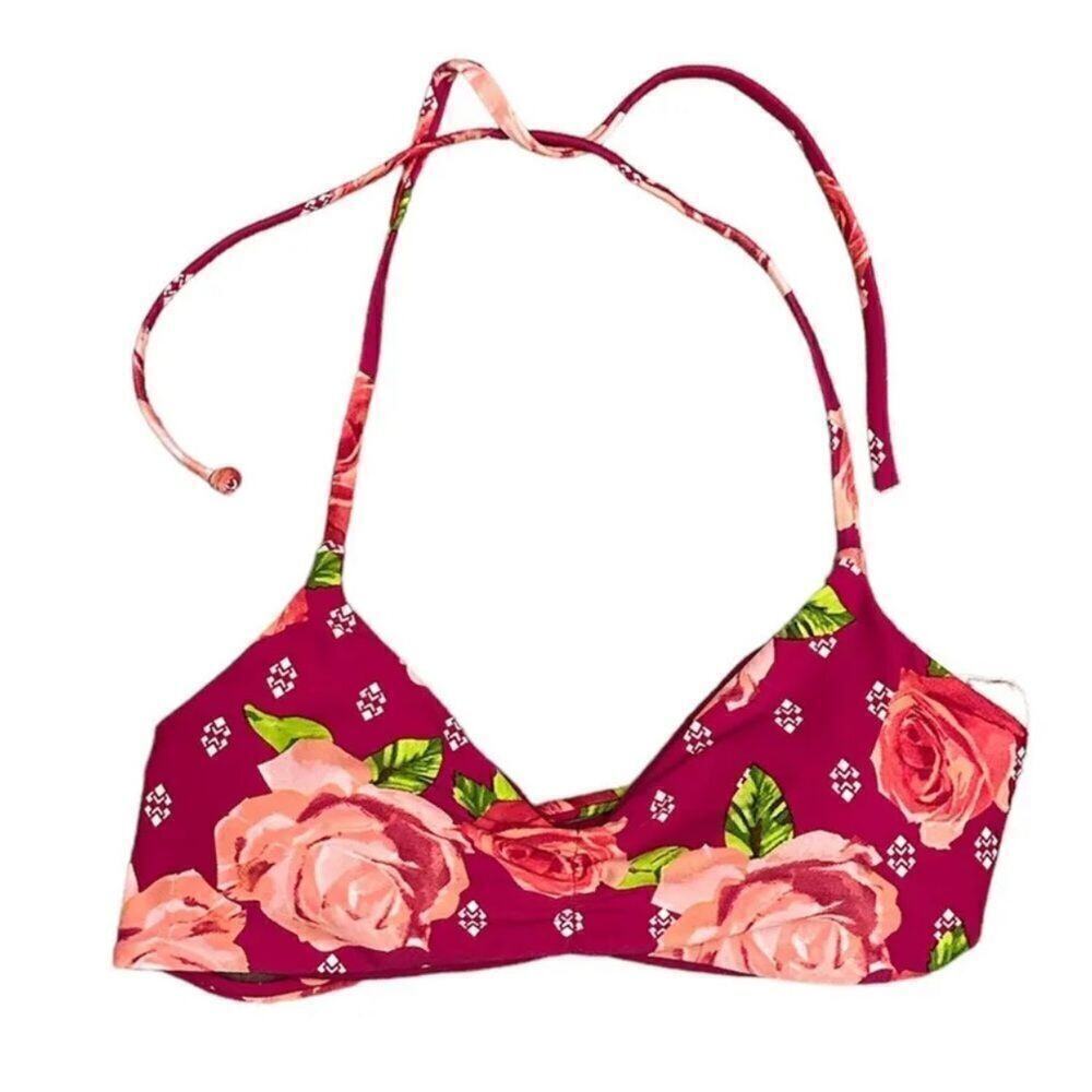 BODY GLOVE Bikini Top Womens Small Halter Floral Strappy Pullover Tie Closure